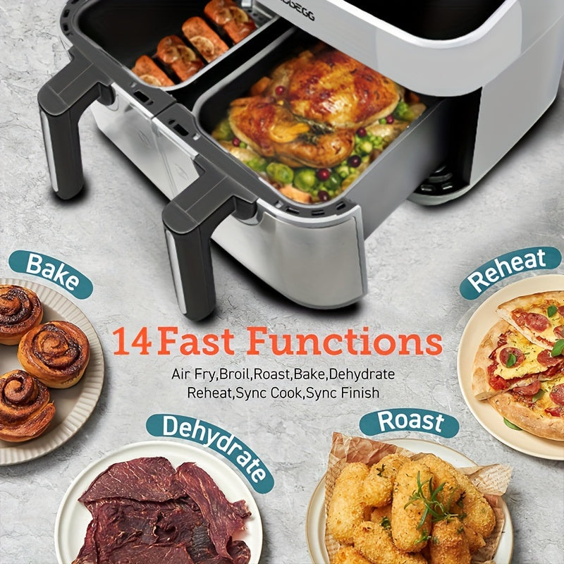 🍟 Upgraded 10-Quart Dual Pot Touch Screen Air Fryer Oven | 14-in-1 Multifunctional Smart Cooker