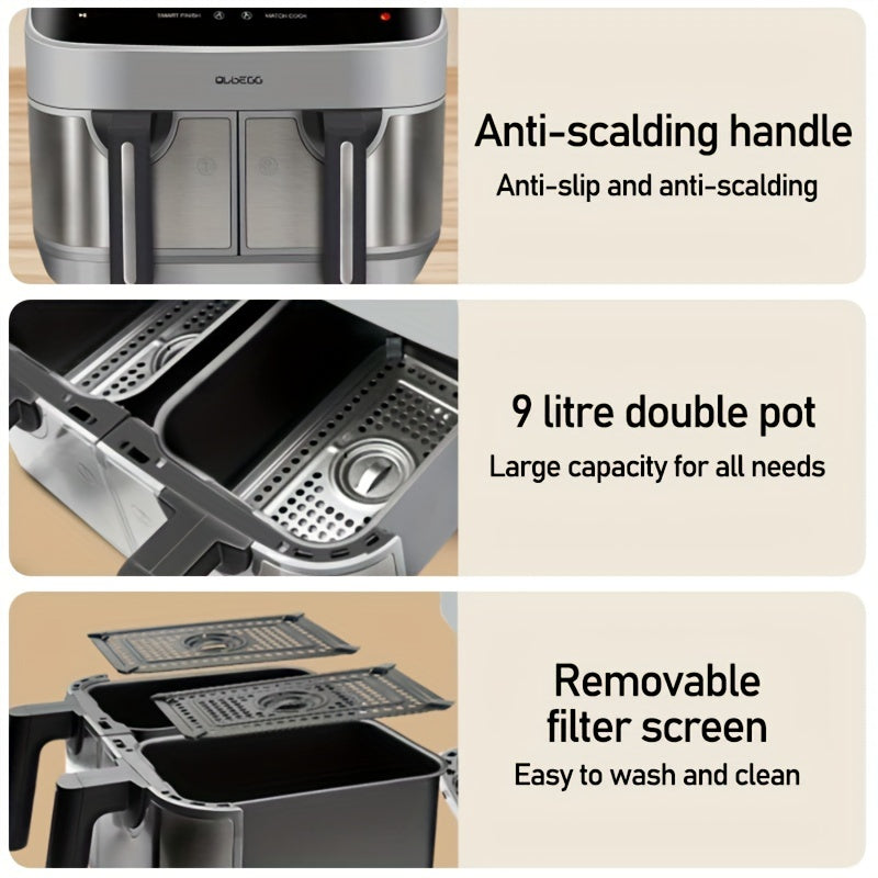 🍟 Upgraded 10-Quart Dual Pot Touch Screen Air Fryer Oven | 14-in-1 Multifunctional Smart Cooker