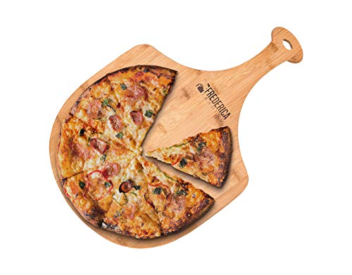 Premium Natural Bamboo Pizza Peel Paddle & Cutting Board – Multifunctional (Pizza, Fruit, Vegetables, Cheese)