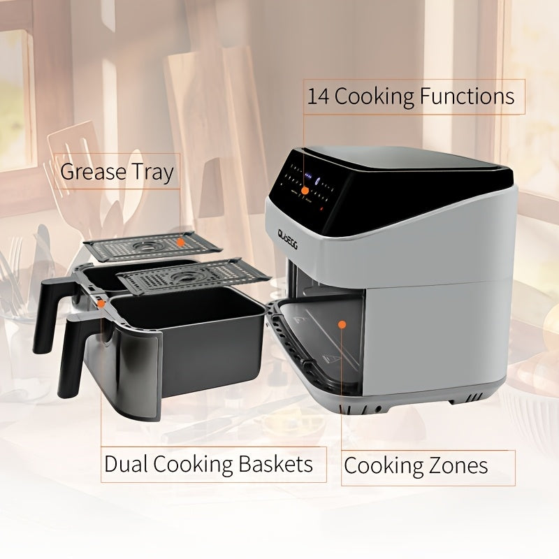 🍟 Upgraded 10-Quart Dual Pot Touch Screen Air Fryer Oven | 14-in-1 Multifunctional Smart Cooker