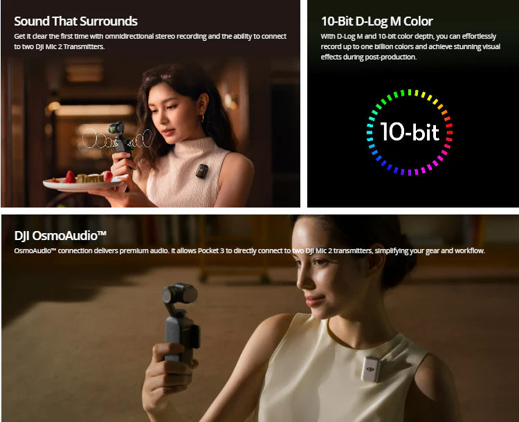 DJI Osmo Pocket 3 — Pocket-Sized 4K Camera with 1-Inch CMOS, 120fps & Rotatable 2" Screen