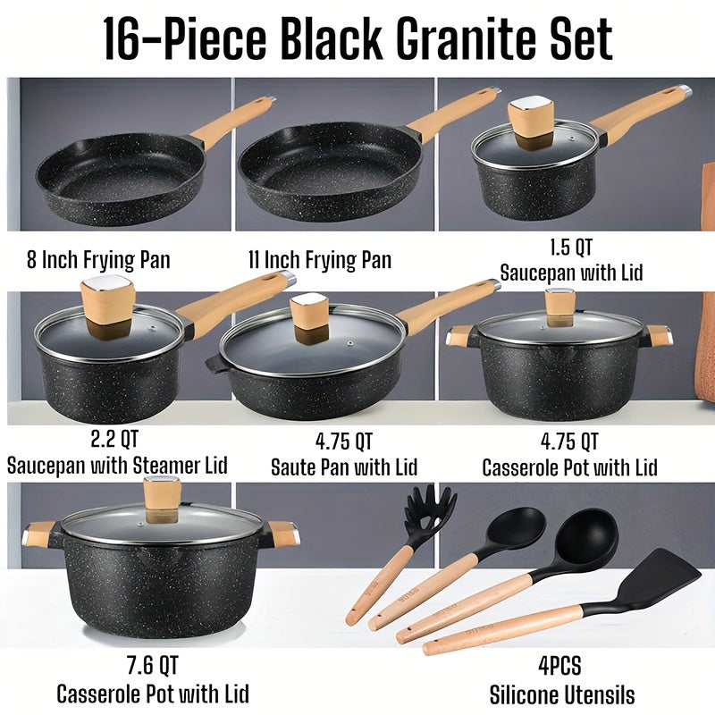 Idealforce Non-Stick Granite Cookware Set | 10/13/16-Piece Pots & Pans Collection